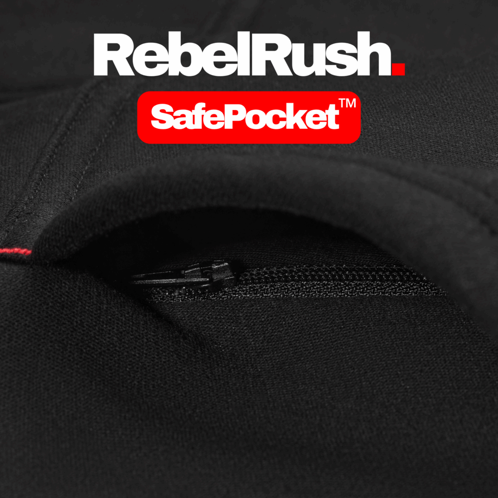 SafePocket™ — ukryta kieszeń na zamek w bluzie RebelRush