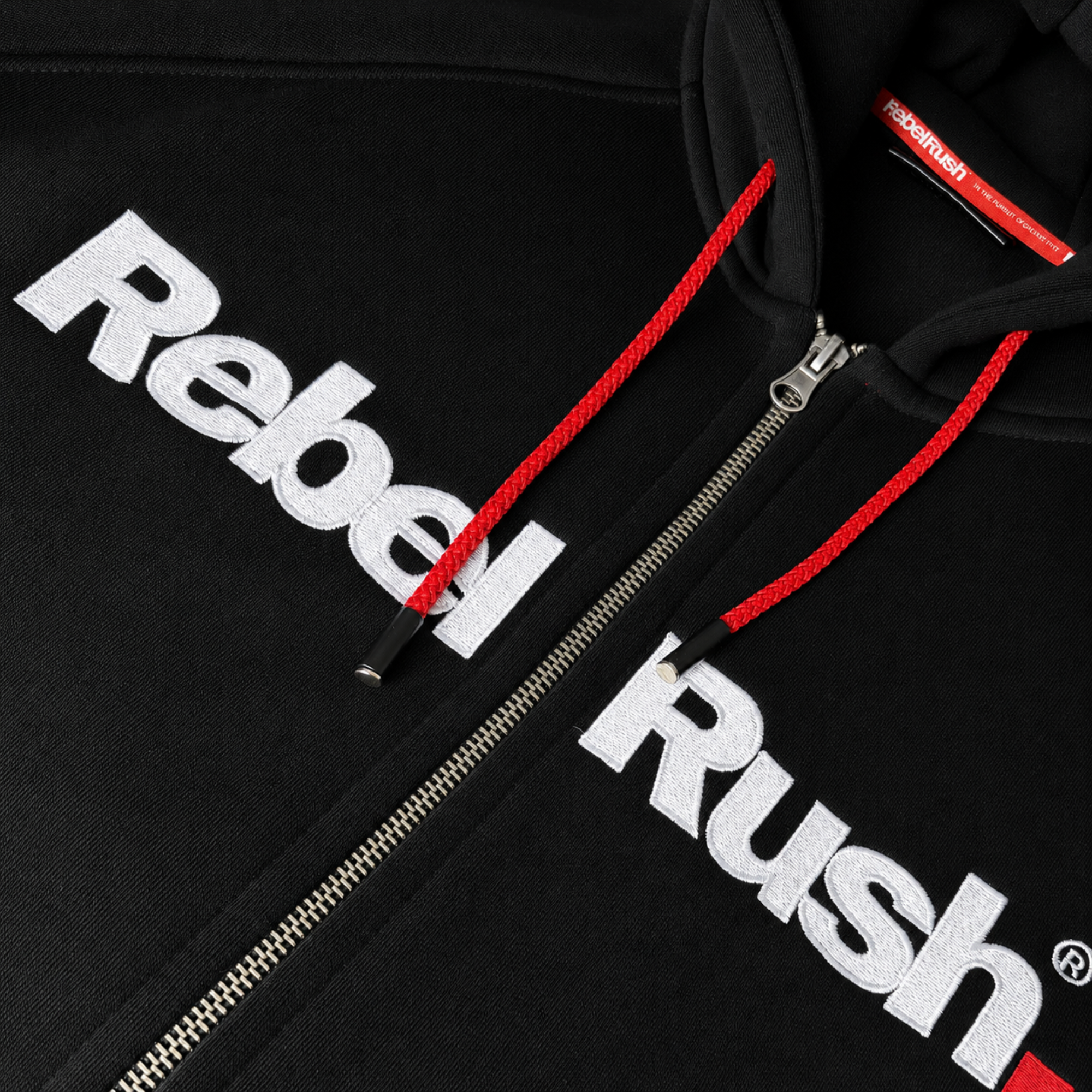 RebelRush NightGlow™ ZIP Hoodie 2.0 — widok całości, styl moto-lifestyle