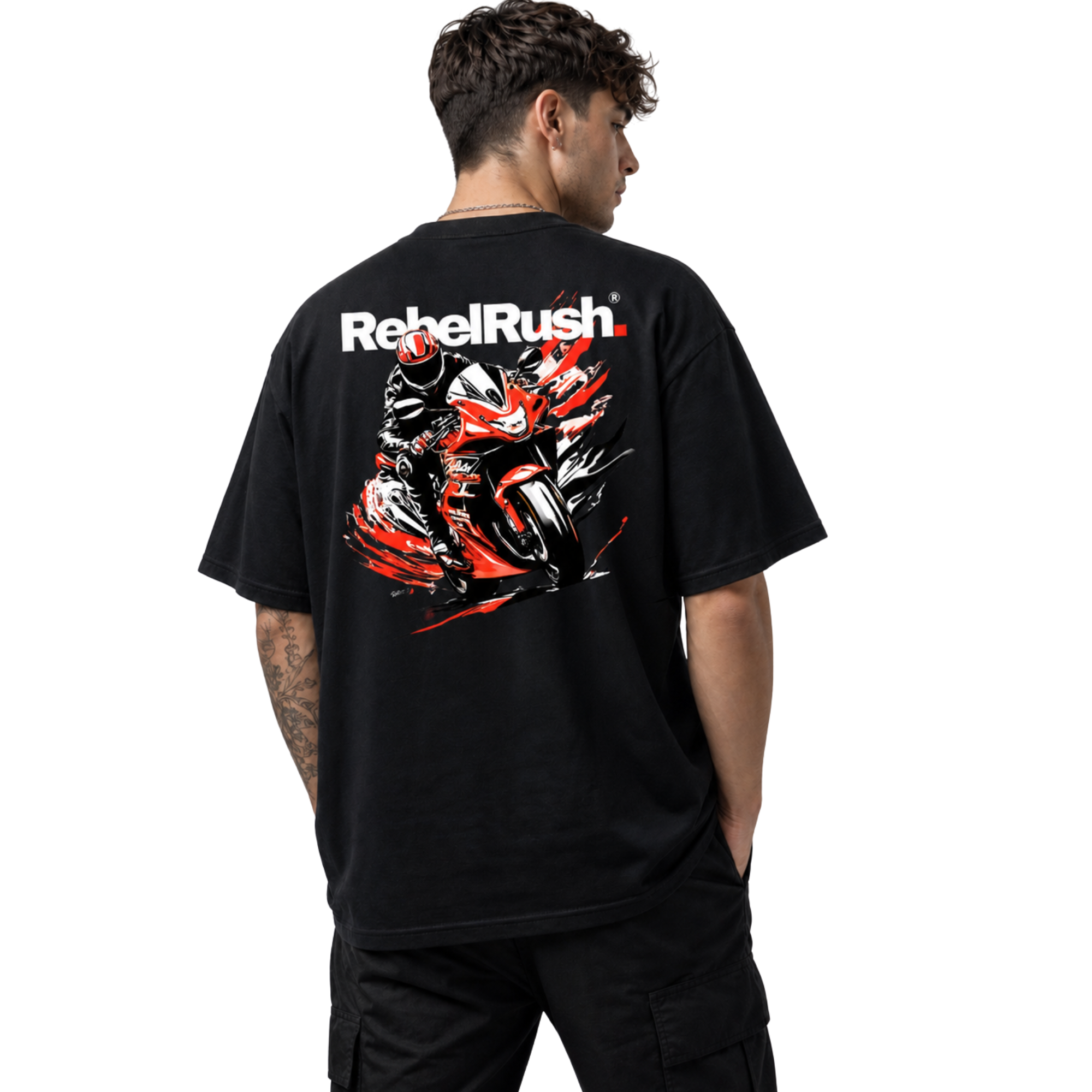 RebelRush Oversize Streetwear Rebel T-shirt Black — ostatnie sztuki
